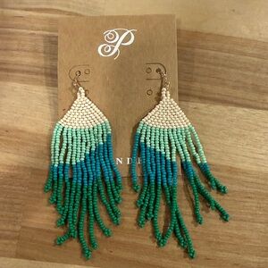 Plunder Green and Blue Beaded Earrings